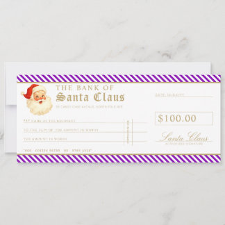 Purple Santa Cheque Gift Voucher Card 招待状
