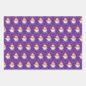 Purple Santa Claus Custom Kids Christmas ラッピングペーパーシート (正面2)