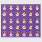 Purple Santa Claus Cute Personalized Christmas ラッピングペーパー (フラット)