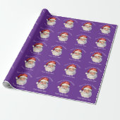 Purple Santa Claus Cute Personalized Christmas ラッピングペーパー (アンロールド)