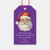 Purple Santa Claus Personalized Christmas ギフトタグ (正面)