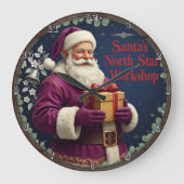 Purple Santa North Star Workshop ラージ壁時計 (正面)