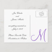 Purple Save the Date Monogramはがき 案内ポストカード (裏面)