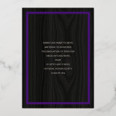 Purple School Colors Photo Graduation Announcement 箔招待状 (裏面)