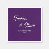Purple Scriptミニマル結婚リスト スタンダードカクテルナプキン (正面)