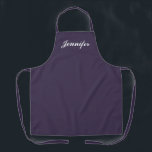 Purple Script パーソナライズされた Name Kitchen エプロン<br><div class="desc">この紫のスクリプト名キッチンエプロンで料理しながらスタイルを表示します。 名前は、紫のエプロンの前エレガント面を中心にした白いスクリプトでデザ無地のインされています。 汚素晴らしれ保護やこぼれた衣類が料理中に色で使違う用可能。
テンプレート·オプションをパーソナライズし、名前を入力します。</div>