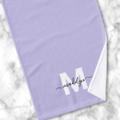 Purple Script Name Monogram ハンドタオル