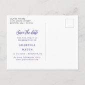 Purple Script Sweet 16 Photo Save the Date 案内ポストカード (裏面)