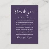 Purple Script Thank You's 結婚座席表 プレイスカード (正面)