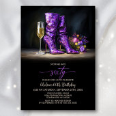 Purple Sequin Boots 60th Birthday Party 招待状