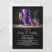 Purple Sequin Boots and Bubbly Bridal Shower 招待状 (正面)