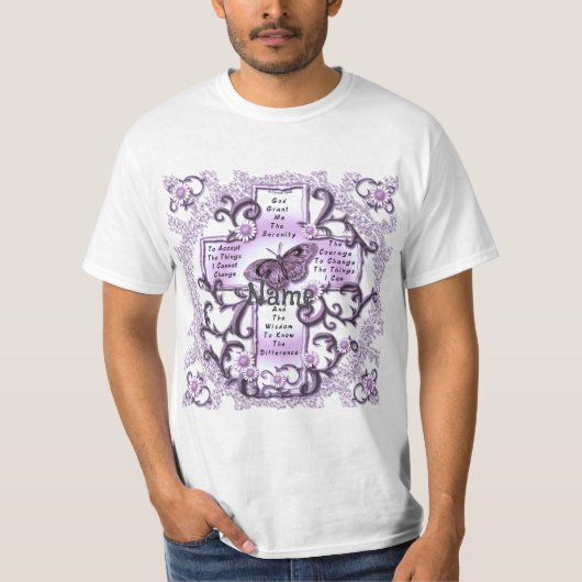 Purple Serenity Prayer Cross Tシャツ (正面)