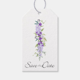Purple Shades Floral Garland Save the Date ギフトタグ