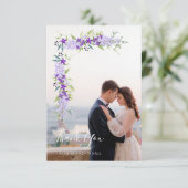 Purple Shades Flowers & Branches Photo 結婚's サンキューカード (スタンド正面)