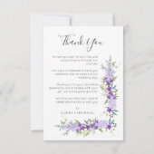 Purple Shades Flowers & Branches Photo 結婚's サンキューカード (裏面)