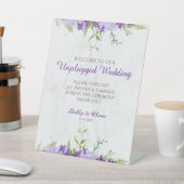 Purple Shades Flowers Branches Unplugged Wedding 台座サイン (インサイチュ)