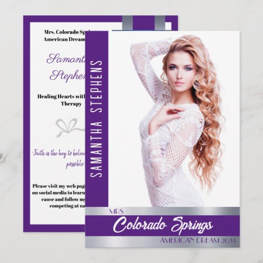 Purple Shine Autograph Card for Pageants 招待状 (正面/裏面)