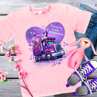 Purple Silly Dump Truck Valentine  Tシャツ