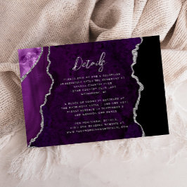 Purple Silver Agate Script Wedding Details エンクロージャーカード