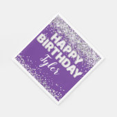Purple Silver Birthday Party スタンダードランチョンナプキン (角)