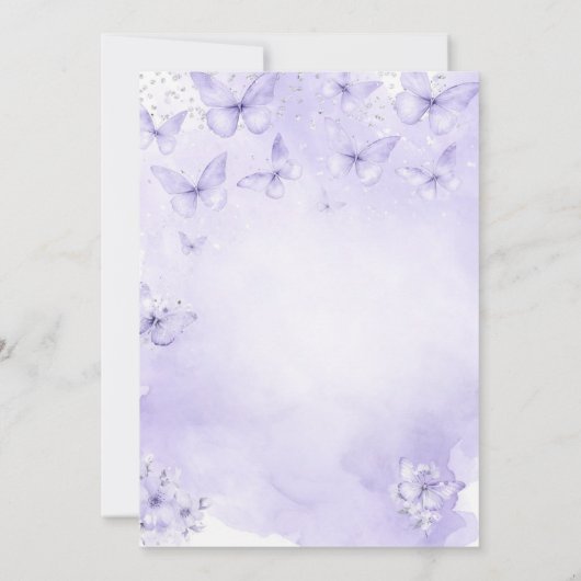 Purple Silver Butterfly First Holy Communion  招待状 (裏面)