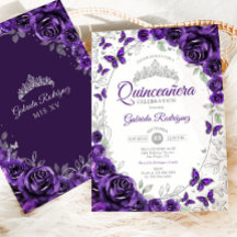Purple Silver Floral Quinceanera