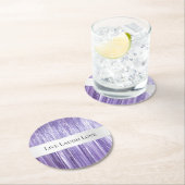 Purple Silver Glam Tinsel Stripes ラウンドペーパーコースター (インサイチュ)