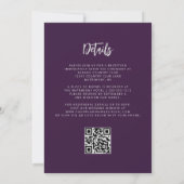 Purple Silver Glitter Calligraphy QR Code Wedding 招待状 (裏面)