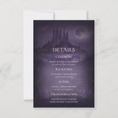 Purple Silver Gothic Romance Wedding Details Card 招待状 (正面)
