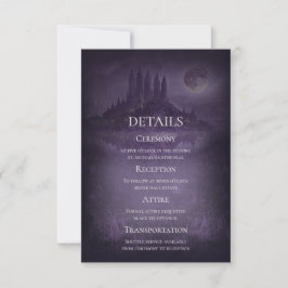 Purple Silver Gothic Romance Wedding Details Card 招待状
