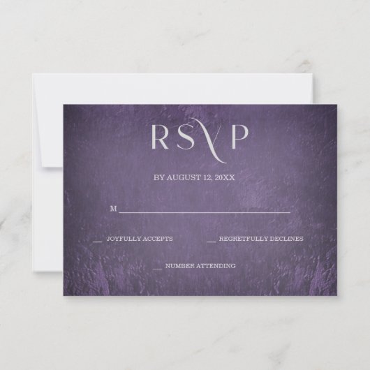 Purple Silver Gothic Romance Wedding RSVP (裏面)