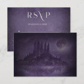 Purple Silver Gothic Romance Wedding RSVP (正面/裏面)