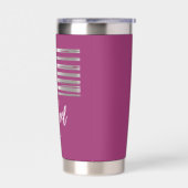 Purple Silver Patriotic American Flag Script Name 保温保冷タンブラー (左面)