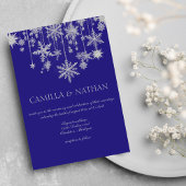 Purple silver snowflake winter wonderland Wedding 招待状
