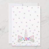  Purple Silver Unicorn Baby Shower 招待状 (裏面)