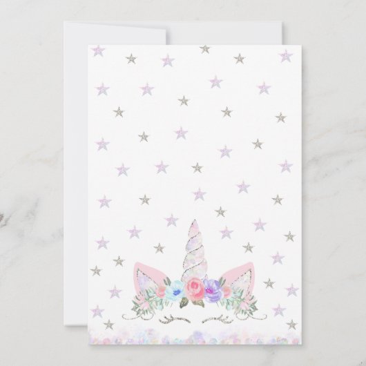 Purple Silver Unicorn Baby Shower 招待状 (裏面)