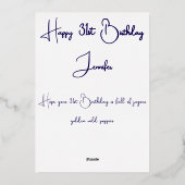 Purple/Silver Wild Poppy Watercolor aged Birthday 箔シーズンカード (裏面)