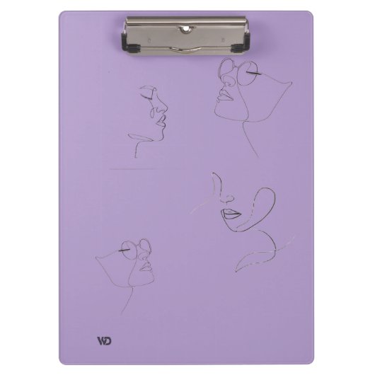 Purple Sketch-Style Notebook – Aesthetic Hardcover クリップボード (正面)