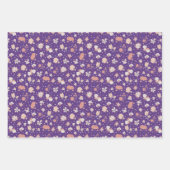 Purple Sketched Flowers ラッピングペーパーシート (正面3)