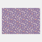 Purple Sketched Flowers ラッピングペーパーシート (正面2)