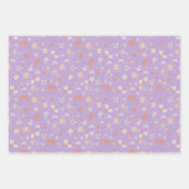 Purple Sketched Flowers ラッピングペーパーシート (正面)