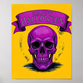 Purple Skull Halloween Poster ポスター