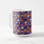 Purple Skull & Pumpkin Festival Pattern Mug コーヒーマグカップ (正面左)