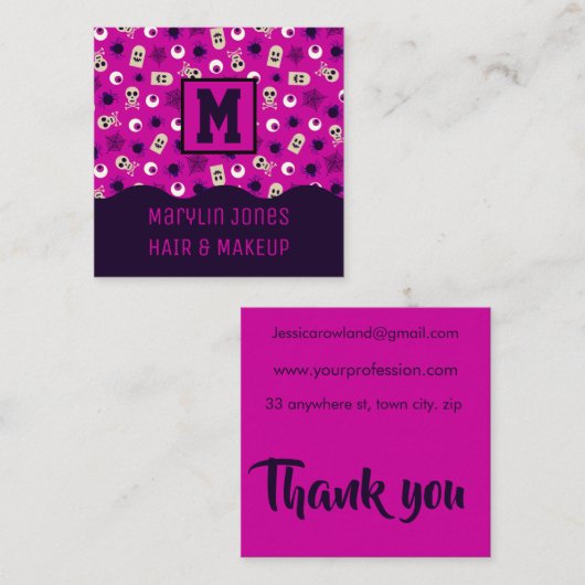 PURPLE SKULLS HALLOWEEN スクエア名刺 (正面/裏面)