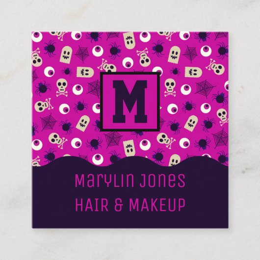 PURPLE SKULLS HALLOWEEN スクエア名刺 (正面)