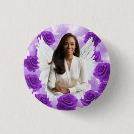 Purple Sky Funeral Memorial Button Rose Angel Wing 缶バッジ