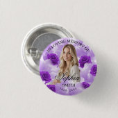 Purple Sky Roses Funeral Memorial Button Keepsake 缶バッジ (正面&裏面)