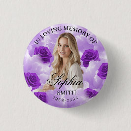 Purple Sky Roses Funeral Memorial Button Keepsake 缶バッジ