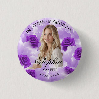 Purple Sky Roses Funeral Memorial Button Keepsake 缶バッジ