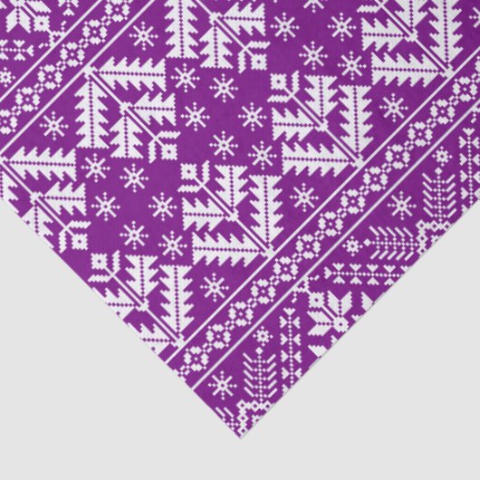Purple Snowflake & Floral Fair Isle Christmas 薄葉紙 (詳細)